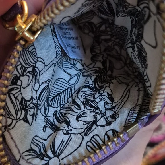 Vera Bradley Mallory Butterfly Bag Charm sparkling coin purse lilac shimmer - Picture 4 of 8